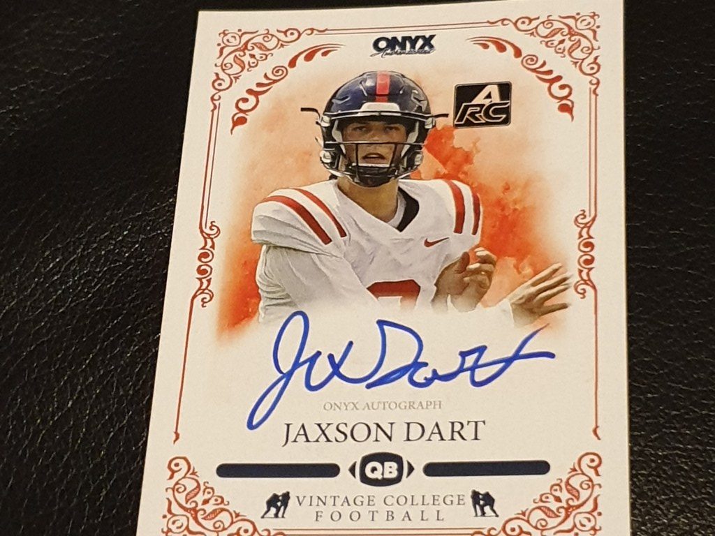 Jaxson Dart, QB, Ole Miss: Signed Trading Card, Onyx Vintage College Football 2022